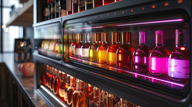 A high-tech, neon-enhanced wine preservation system for optimal flavor