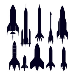 flat design rocket silhouette collection