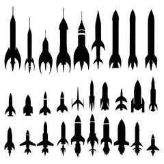 flat design rocket silhouette collection