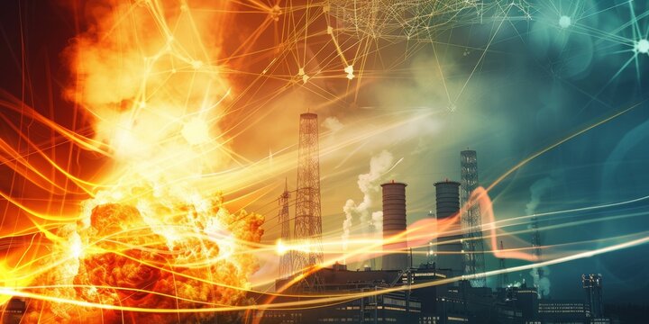 Abstract nuclear power, splitting atom concept. 