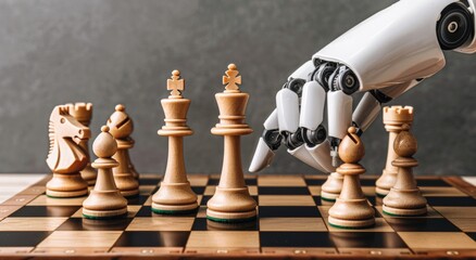 close-up view of robot playing chess, selective focus
