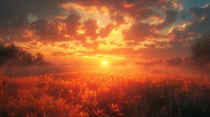 Atmosphere: An atmospheric scene of a sunset casting a warm glow