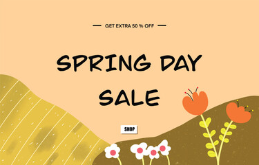 spring advertising billboard, vector illustration, banner, template, promotion, sale, tag price.