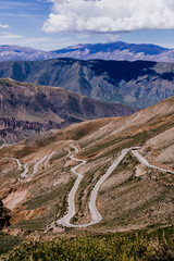 scenic view of the route to the Cuesta del Lipan of the Andes mountain range in the Argentine...