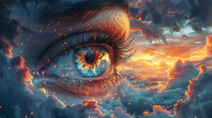 A detailed and colorful depiction shows eyes emerging against the sky, conjuring the experience of shamanic meditation and voyages of exploration