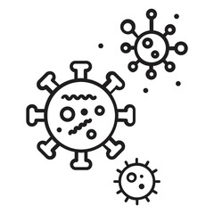 Set of Simple Bacteria Related Vector Line Icons. Contains Icons like Virus, Bacterial Colony, Petri Dish and more.
