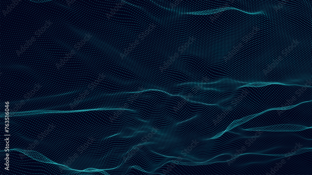 Poster abstract digital particle wave. futuristic dotted wave. big data digital code. technology or science