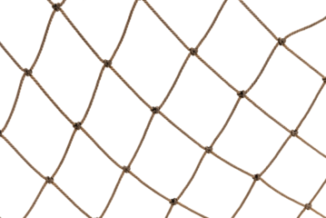 Football or tennis net. Rope mesh on a white background close-up