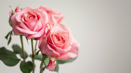 Fototapeta premium Pink roses bloom with elegance and beauty in a romantic botanical display