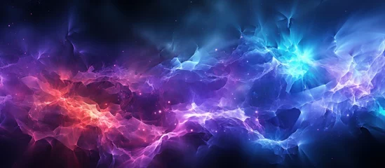 Fototapeten Abstract background with bright glowing nebula and stars. © nahij