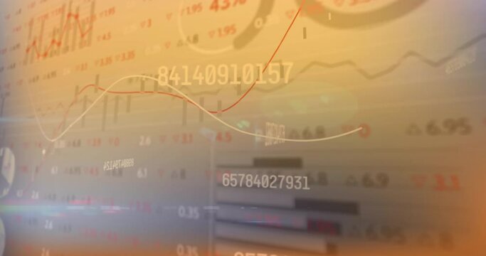 Animation of data processing over diagrams and stock market