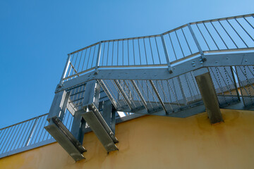 fire escape staircase, pedestrian passage for emergency exit. particular structure in galvanized...