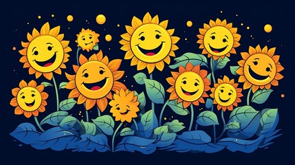 Obraz na płótnie Canvas Sunshine Blooms: A Vibrant Shirt Print with Playful Sunflowers