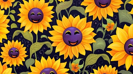 Sunshine Blooms: A Vibrant Shirt Print with Playful Sunflowers