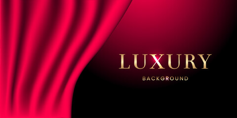 Luxurious abstract background. The curtain is made of red fabric. Vector illustration