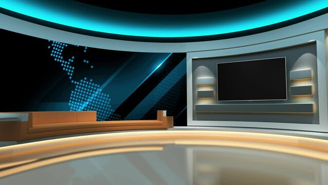 Tv studio. News room. Studio Background. Newsroom bakground. Backdrop for any green screen or chroma key video production. Loop