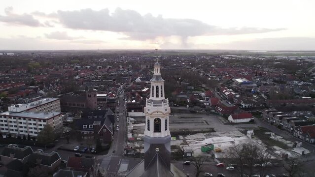 Aerial video over the city of Amersfoort Netherlands