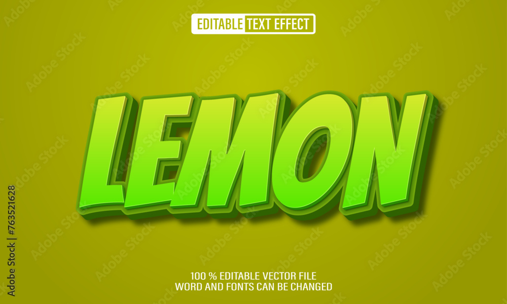 Poster editable 3d text style effect - lemon text effect template