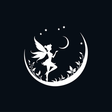 silhouette fairy moon design vector illustration