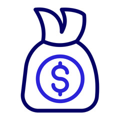 This is the Money Bag icon from the Accounting icon collection with an outline color style