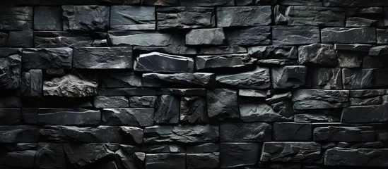 Foto op Plexiglas black stone wall texture background, stone wall background, rock wall texture © nahij