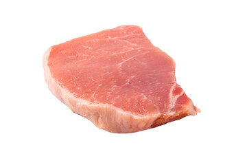 Raw pork pieces isolated on a white background.