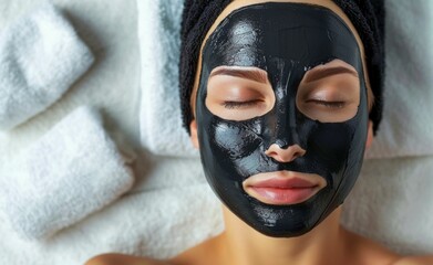 Spa Day: Revitalizing Facial Treatment with Charcoal Mask. Generative ai