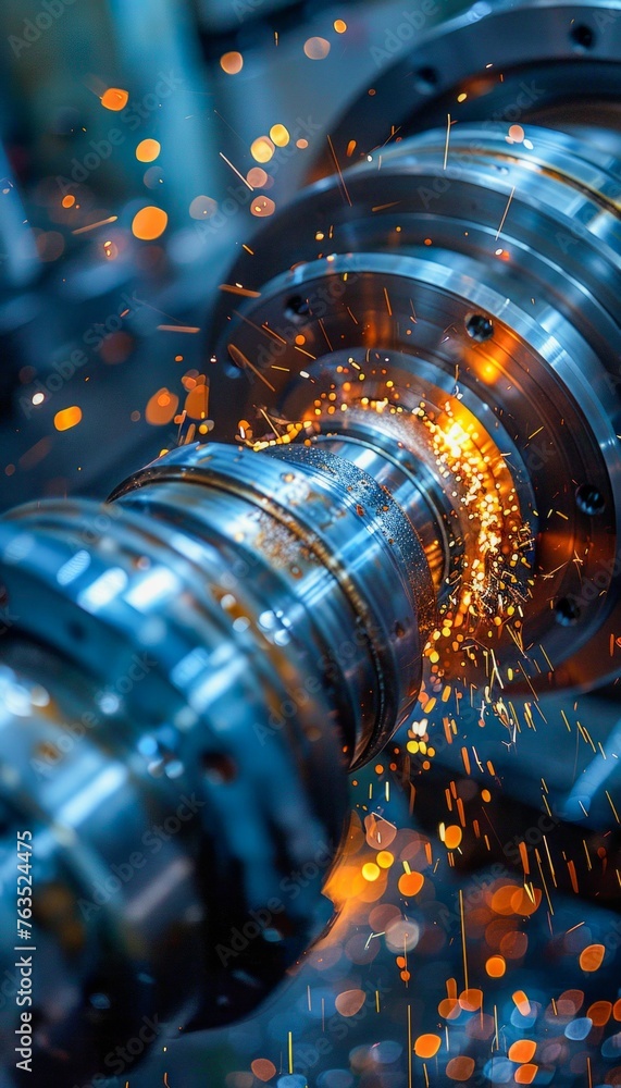 Aufkleber precision engineering: metal lathe in action. generative ai