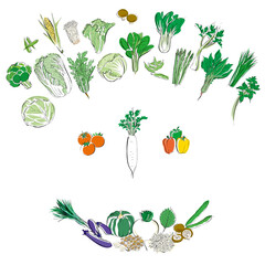 Surprise of the face by vegetables illustration