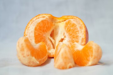 A peeled orange with the inside exposed