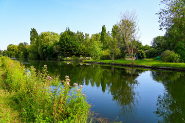 River Somme next to the famous Hortillonnages of Amiens in Picardy, France