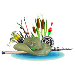 Vector Fishing Concept with Pond