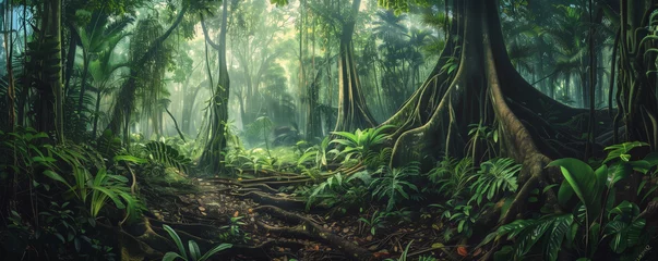 Gordijnen Native tropic amazon rainy forest.  Eco concept © Mykhaylo