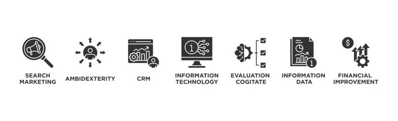 Strategic Management banner web icon vector illustration concept with icon of Strategic Planning ,Develop Strategy, Coach Strategy, Financial Data, Financial Report, Marketing Activity © Trend Icons