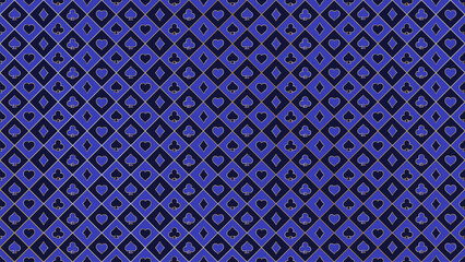 Poker pattern background in blue and gold color. Luxury casino background. Vector illustration.
