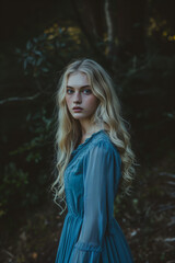 Fototapeta premium Natural blonde young woman outdoor summer