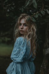 Obraz na płótnie Canvas Natural blonde young woman outdoor summer