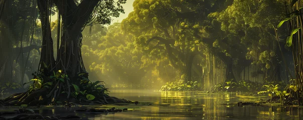 Fotobehang Native tropic amazon rainy forest.  Eco concept © Mykhaylo