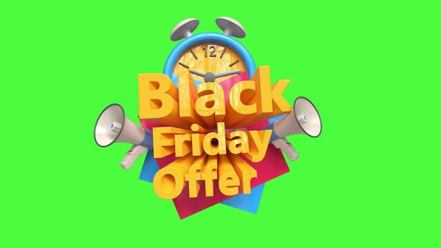 3D Black Friday Offer Rendering, sale banner design element, 4k video element.  