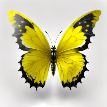 fractal colorful yellow and black butterfly on a white background