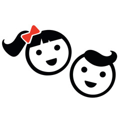 Cute little kids girl and boy icon vector illustration