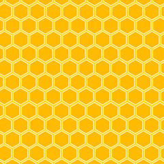 hexagoan Bee hive patter design on yellow background