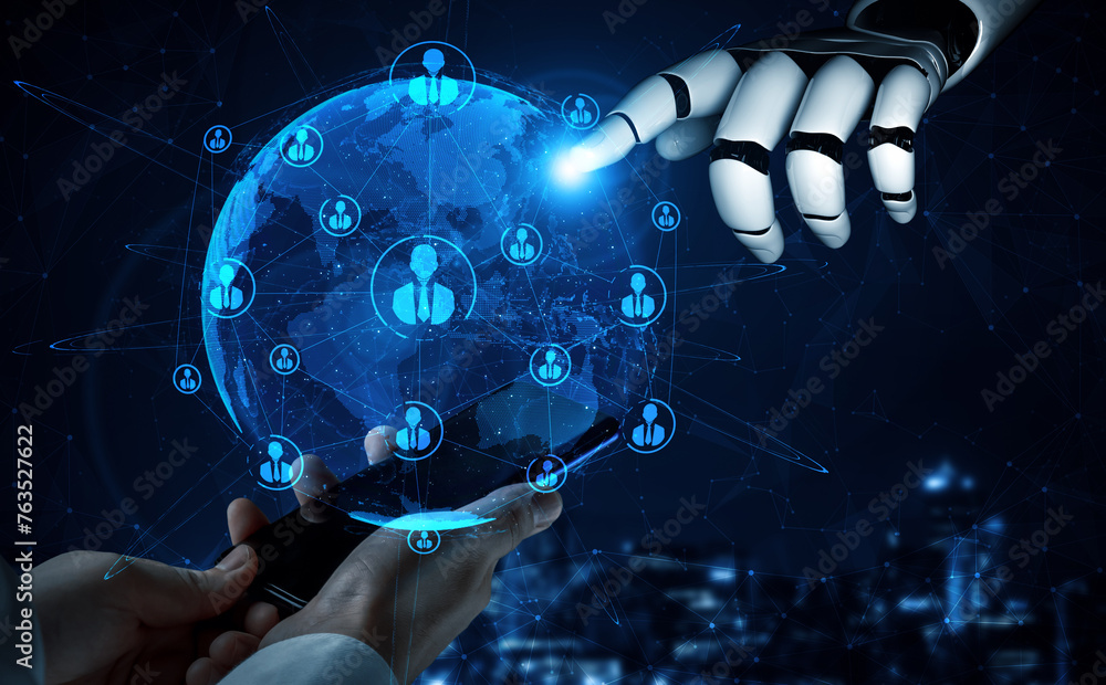 Poster xai artificial intelligence ai research of robot and cyborg development for future of people living.