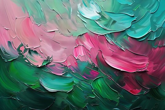 Ethereal Petals Dance in a Vivid Symphony of Green and Pink Hues at Dusk