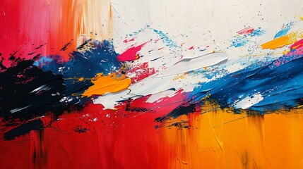 Abstract Painting in Red, Yellow, Blue, and White