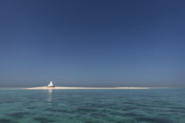 Jarada island and beautiful sea. An island that disappears during the high tide and reappears when...