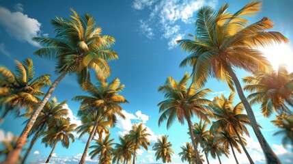 Fototapeta na wymiar Group of Palm Trees on a Beach