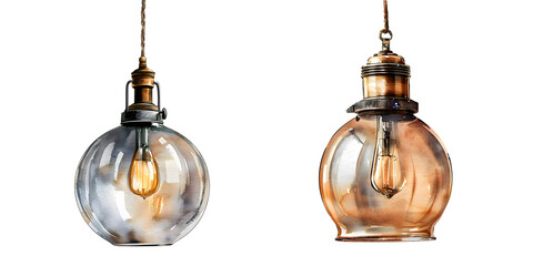 Kitchen pendants lighting, watercolor style PNG. isolated on transparent background,