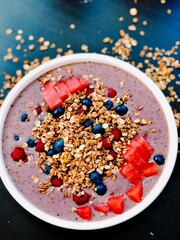 Healthy breakfast granola bowl 