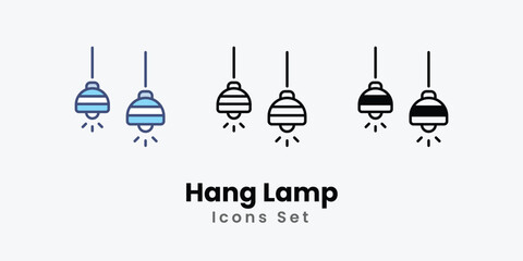 Hang Lamp icon thin line and glyph vector icon stock illustration